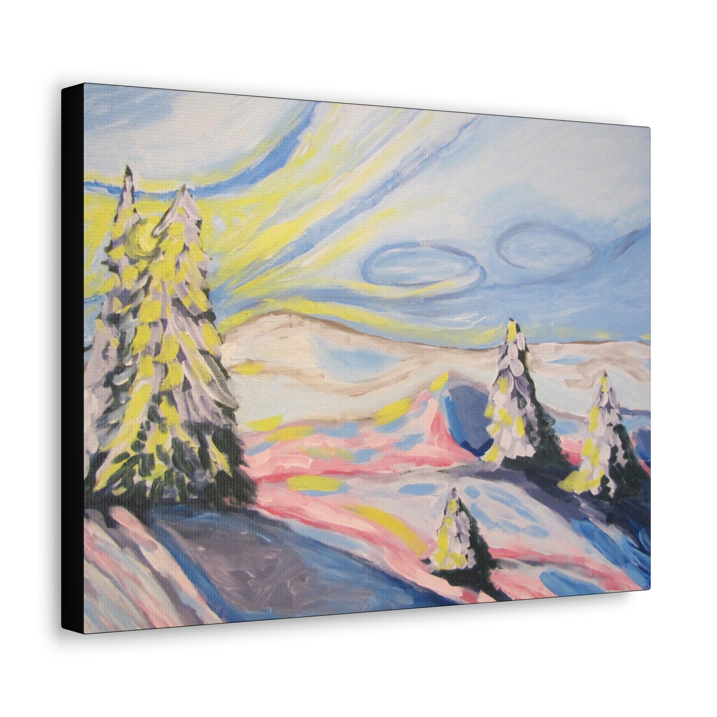 Snowy Skies Canvas Print by Peter Scott Elliott