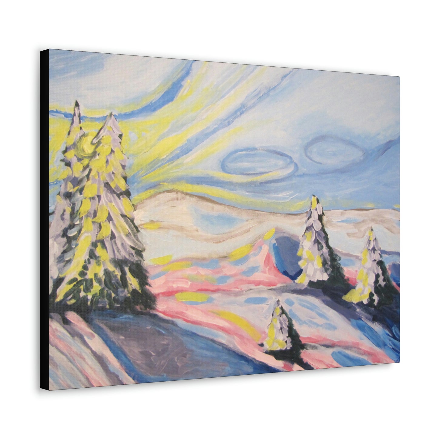 Snowy Skies Canvas Print by Peter Scott Elliott